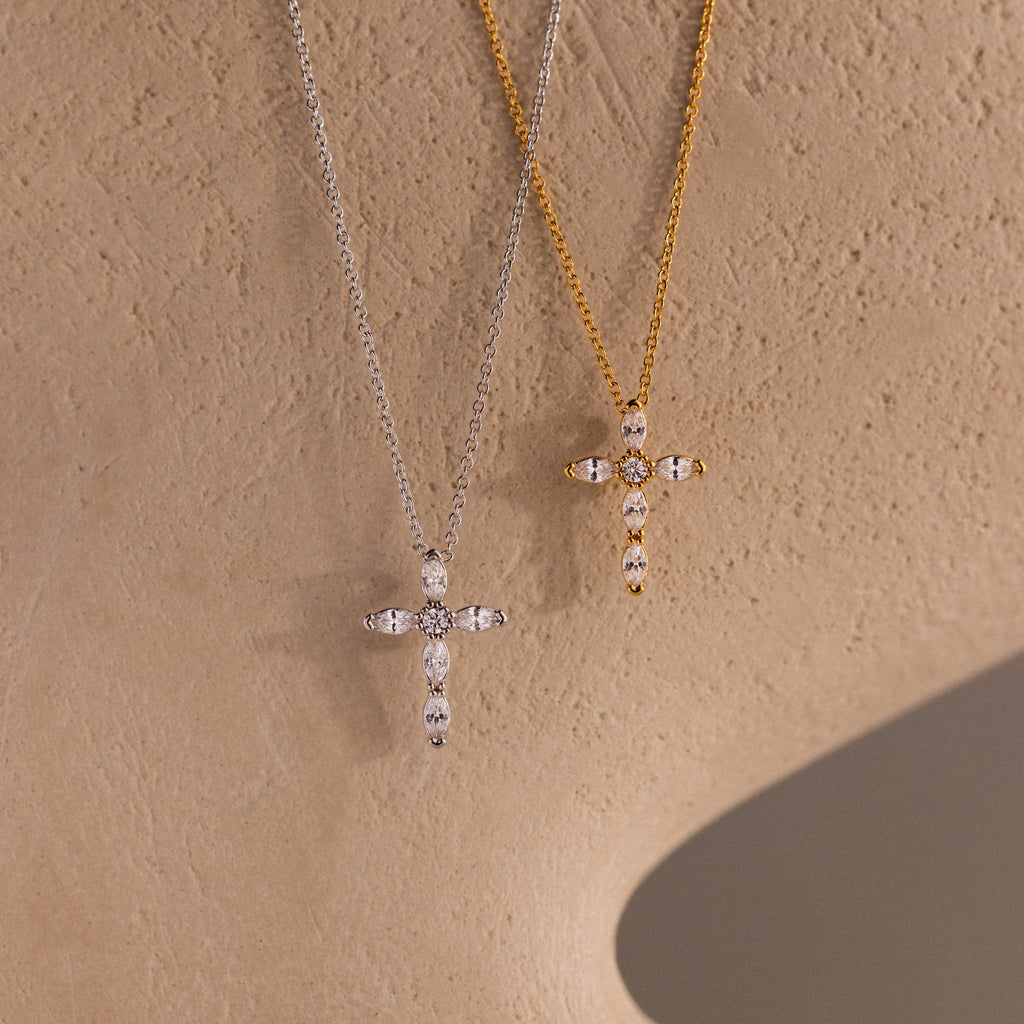 Marquise Diamond Cross Necklace