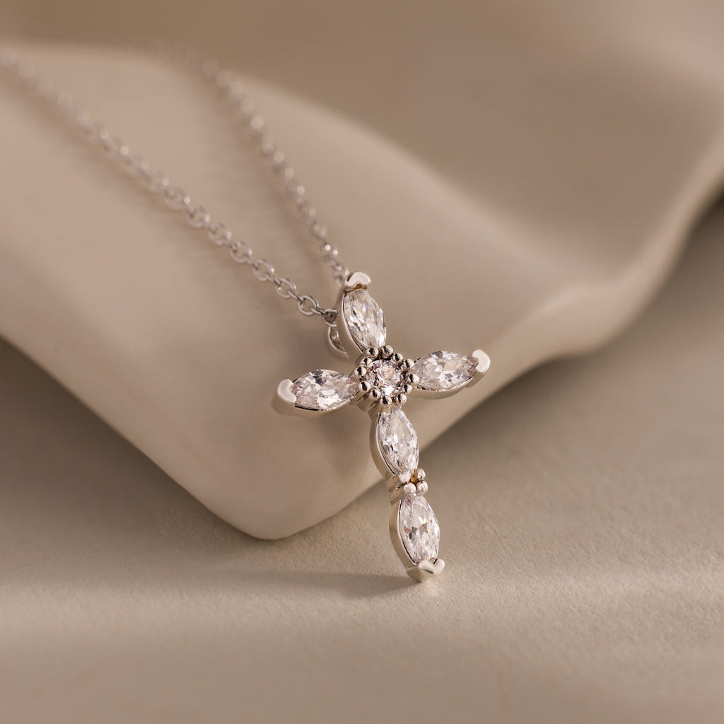 Marquise Diamond Cross Necklace