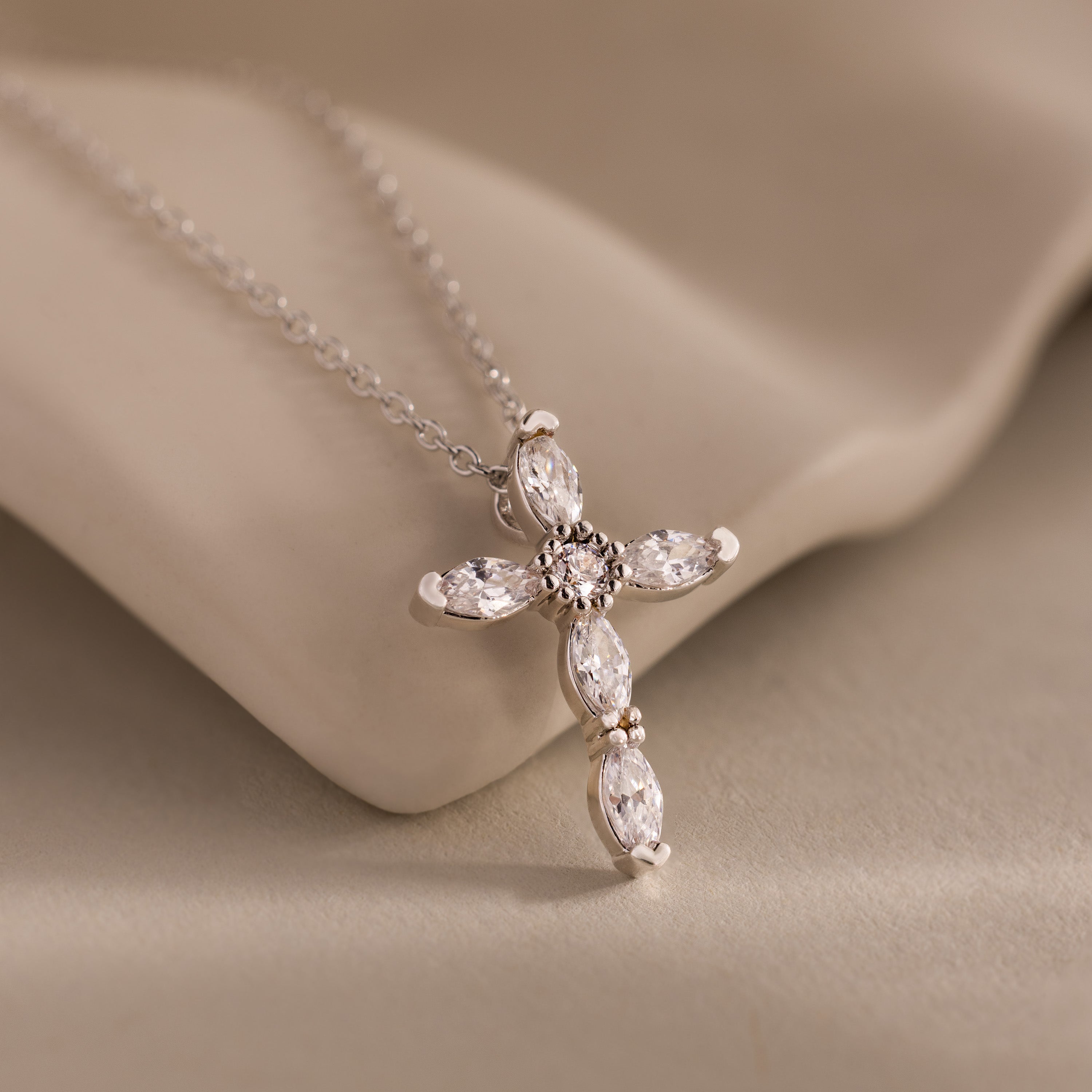 Marquise Diamond Cross Necklace