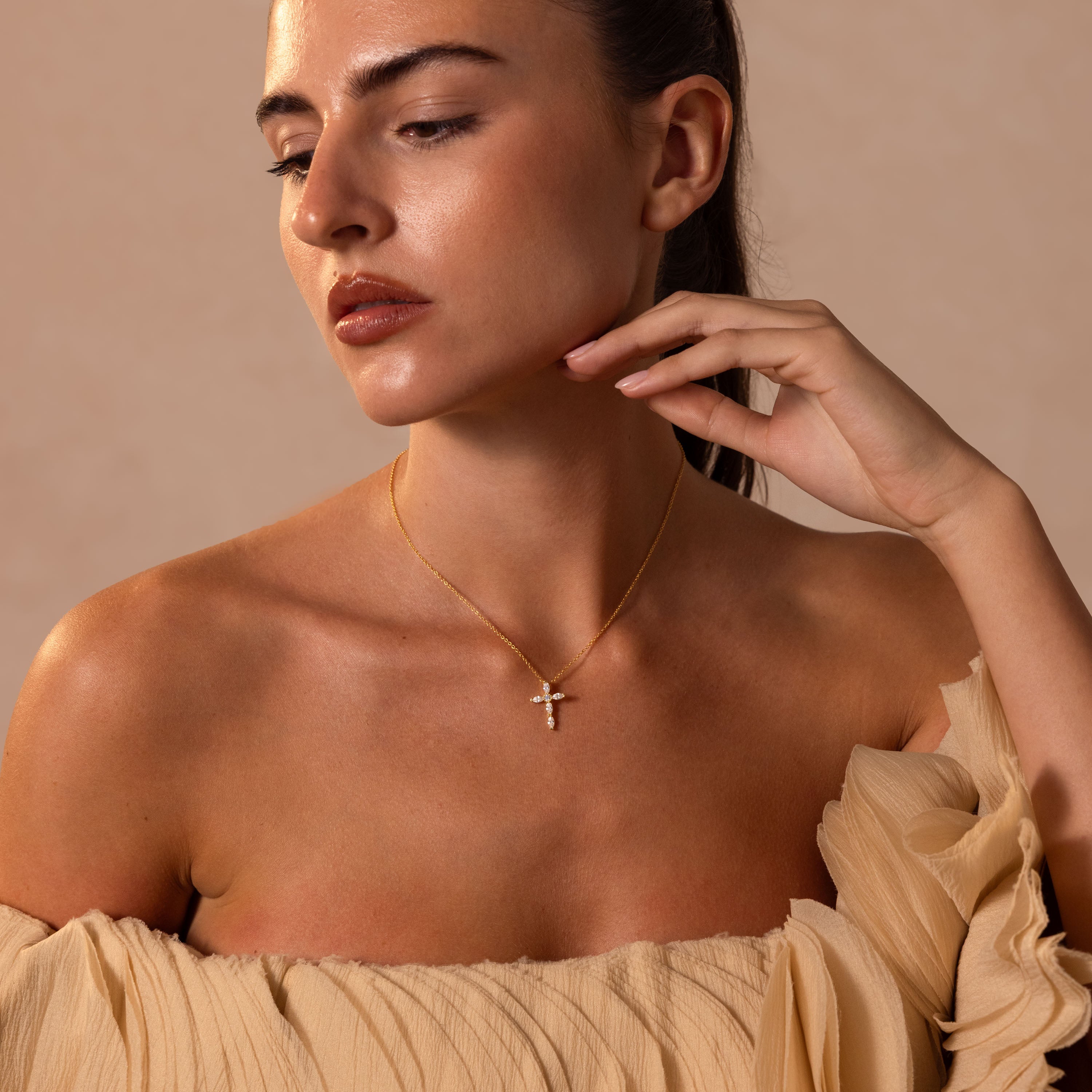 Marquise Diamond Cross Necklace