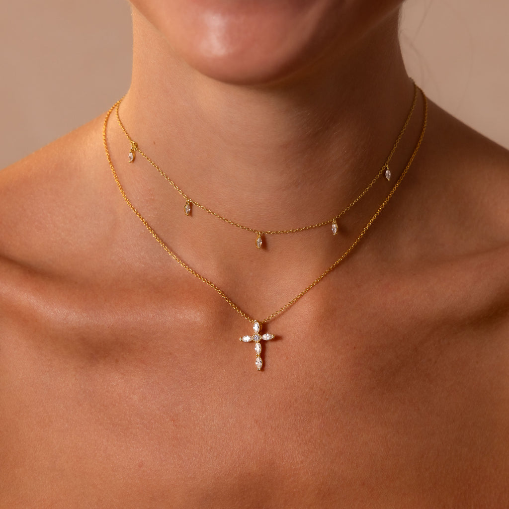 Marquise Diamond Cross Necklace