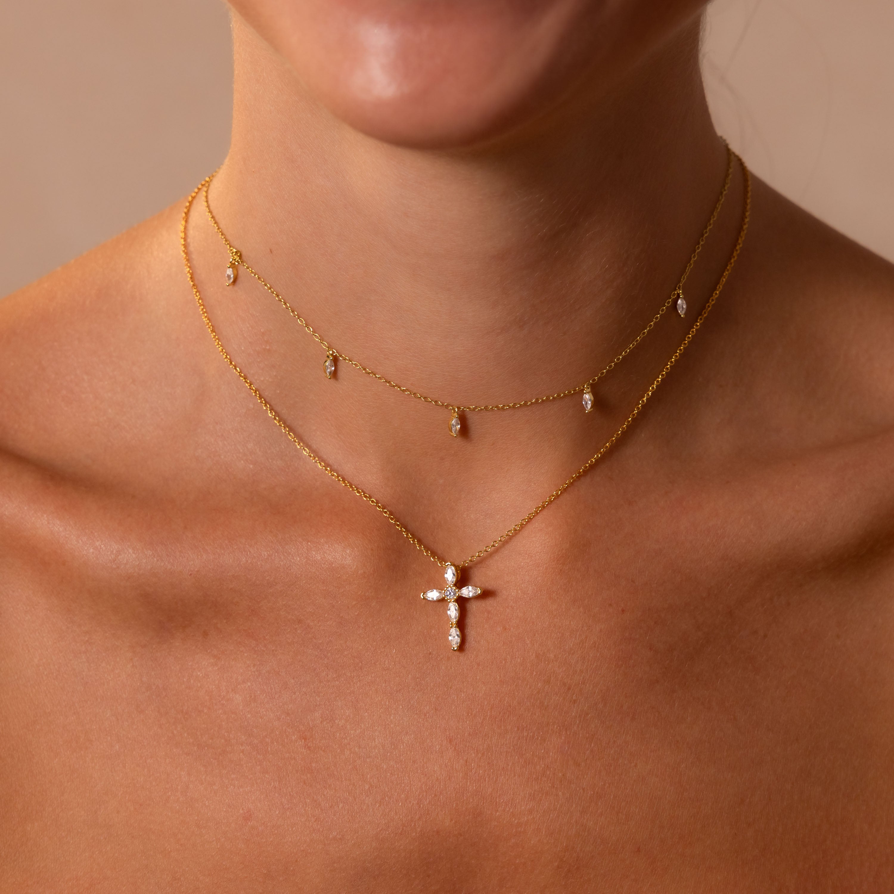 Marquise Diamond Cross Necklace