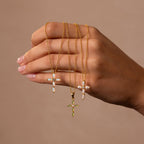 Marquise Gemstone Cross Necklace
