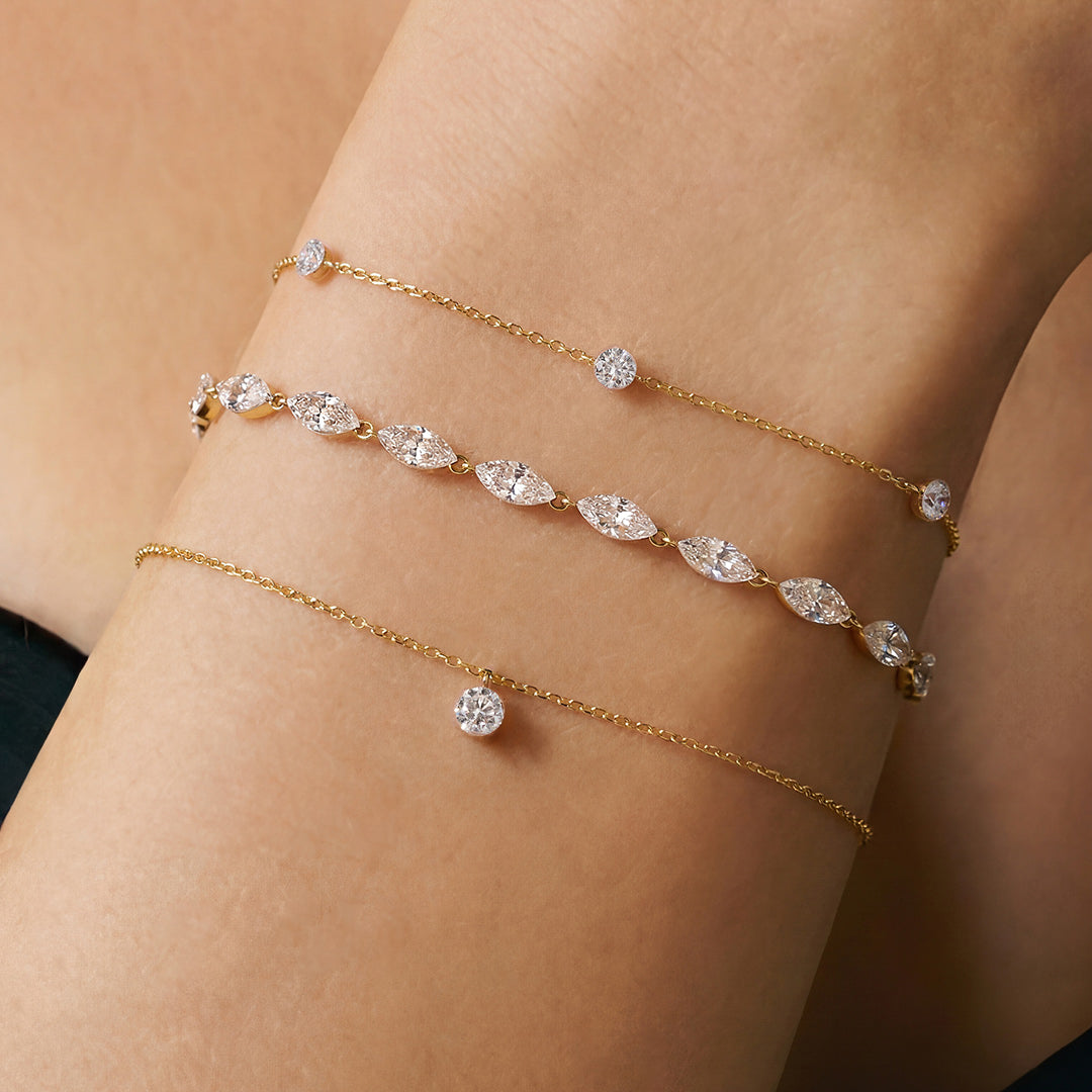 Solid Gold Diamond Station Bracelet