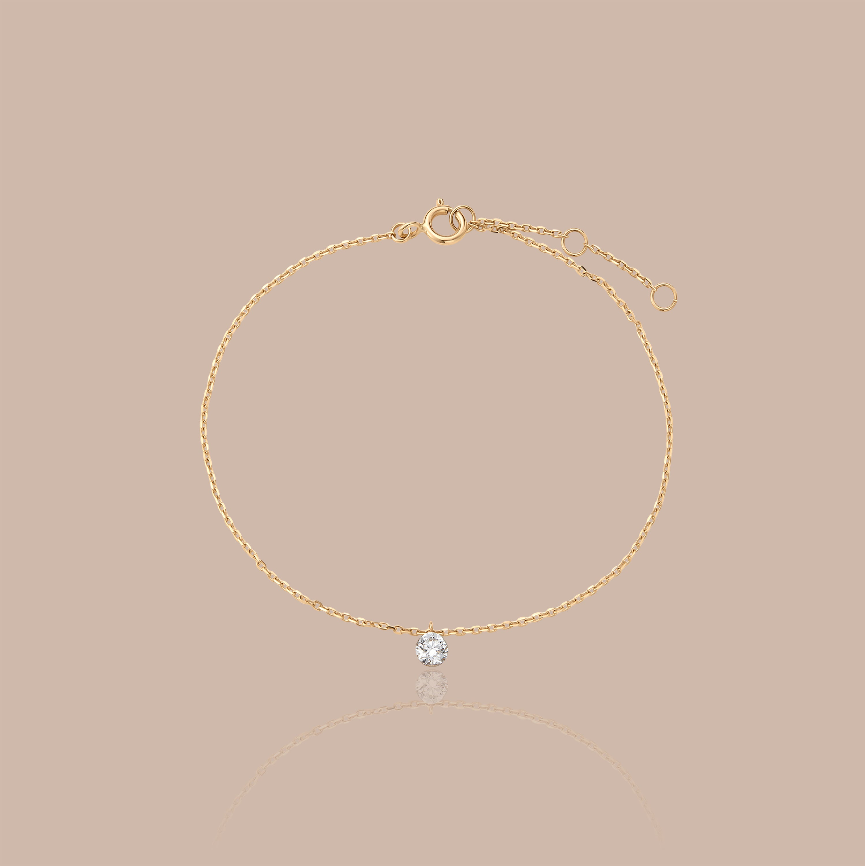 14K Gold Floating Diamond Pendant Bracelet