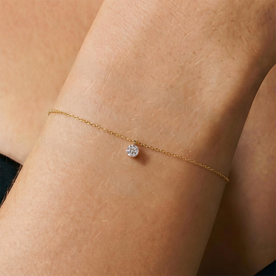Solid Gold Lab-Grown Diamond Charm Bracelet