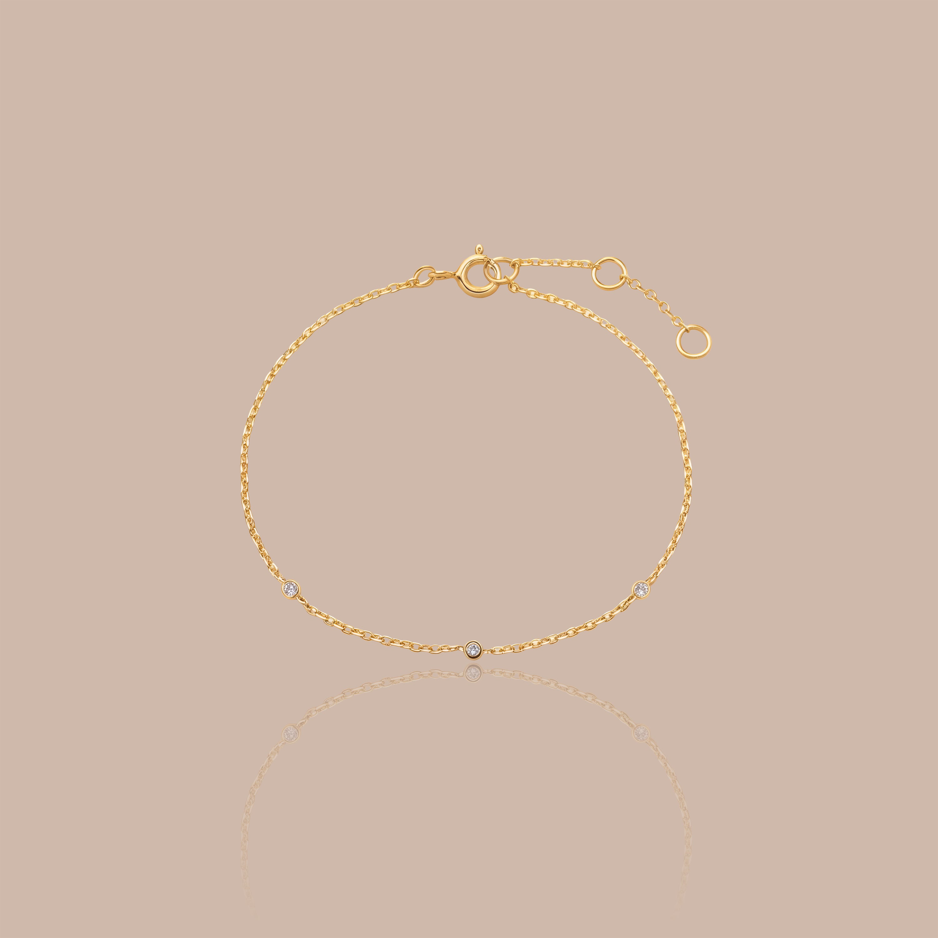 Solid Gold Lab-Grown Diamond Station Bracelet