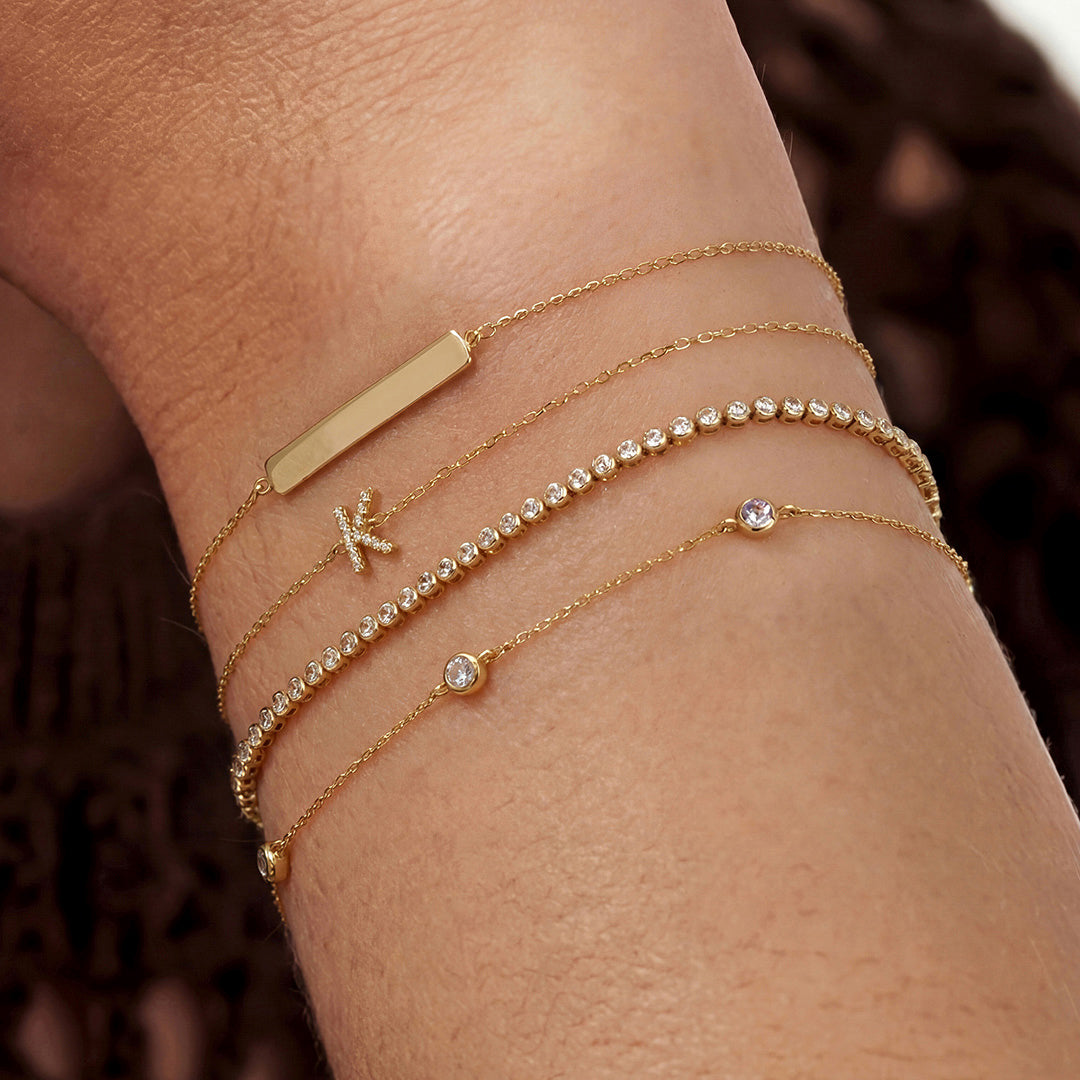 Solid Gold Lab-Grown Diamond Station Bracelet