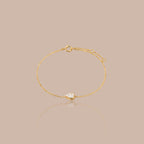 Solid Gold Bezel-Set Lab-Grown Pear Diamond Bracelet