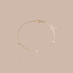 Solid Gold Round Lab-Grown Diamond Heart Station Bracelet