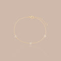 Solid Gold Round Lab-Grown Diamond Heart Station Bracelet