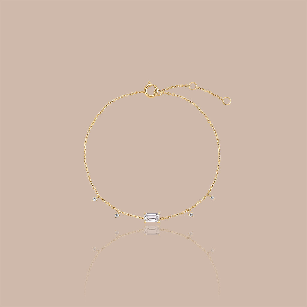 Solid Gold Moonstone & Lab-Grown Diamond Bracelet