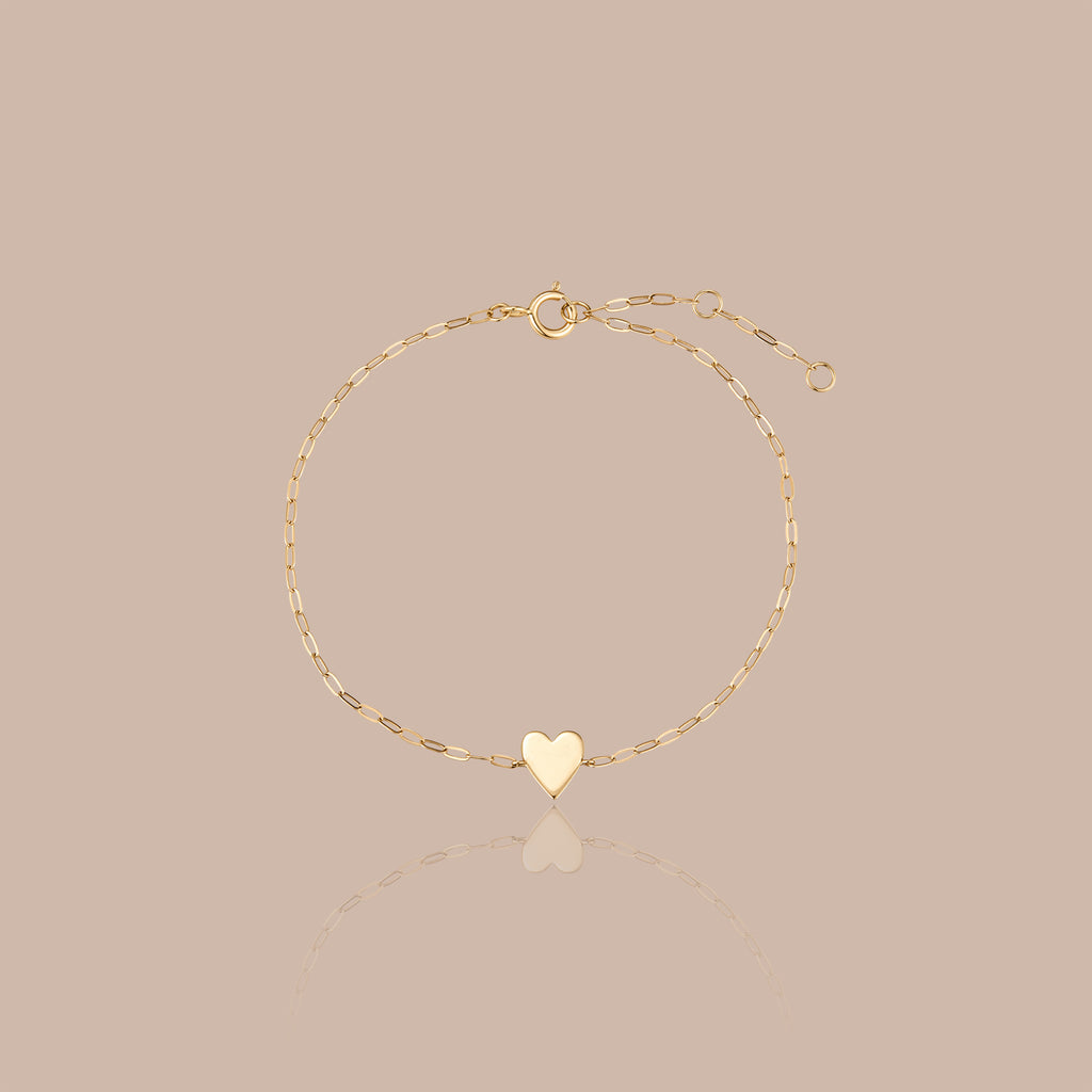 Solid Gold Heart Charm Bracelet