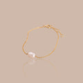 Solid Gold Pearl Charm Bracelet