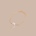Solid Gold Pearl Charm Bracelet