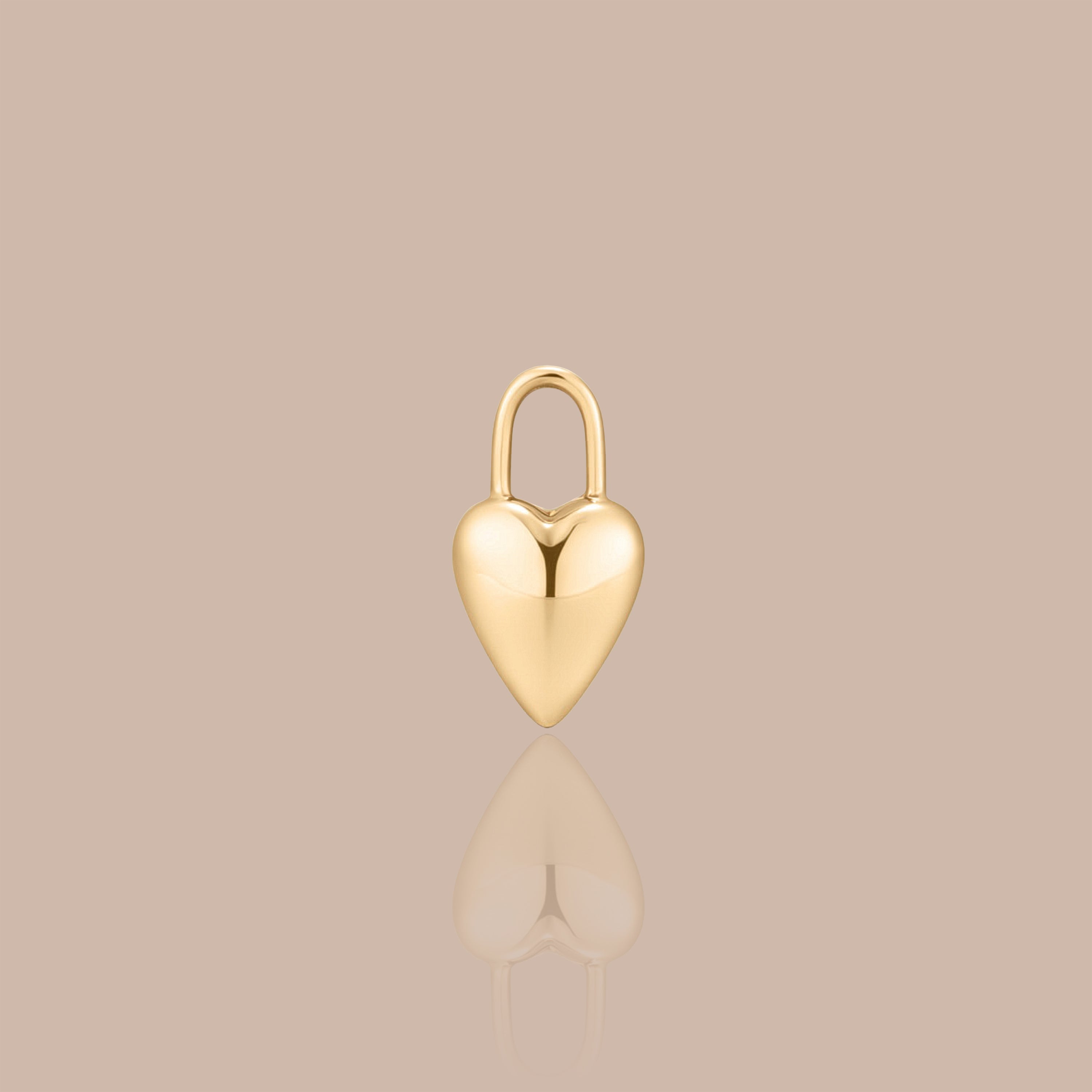 Solid Gold Heart Lock Charm