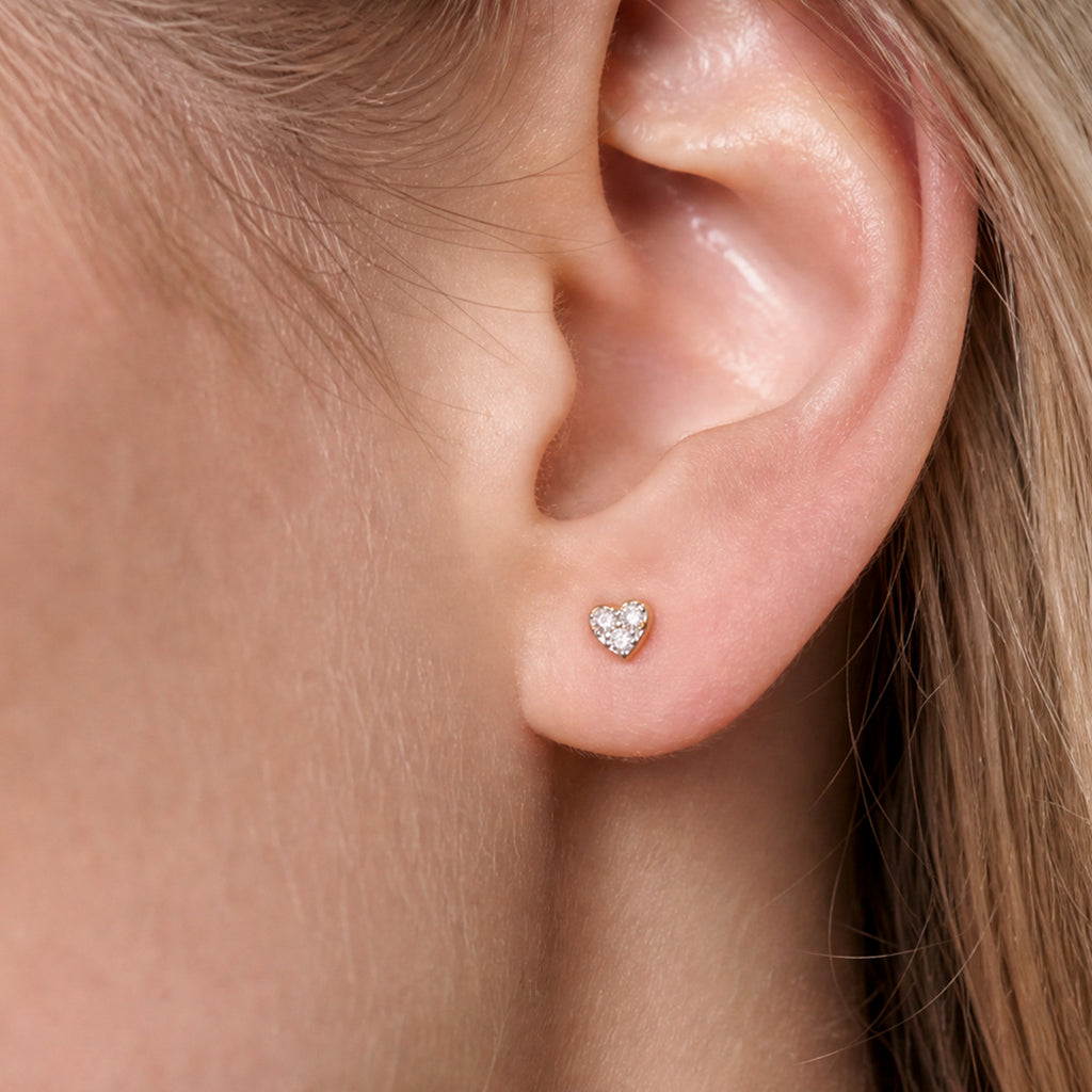 Solid Gold Petite Heart Lab-Grown Diamond Studs