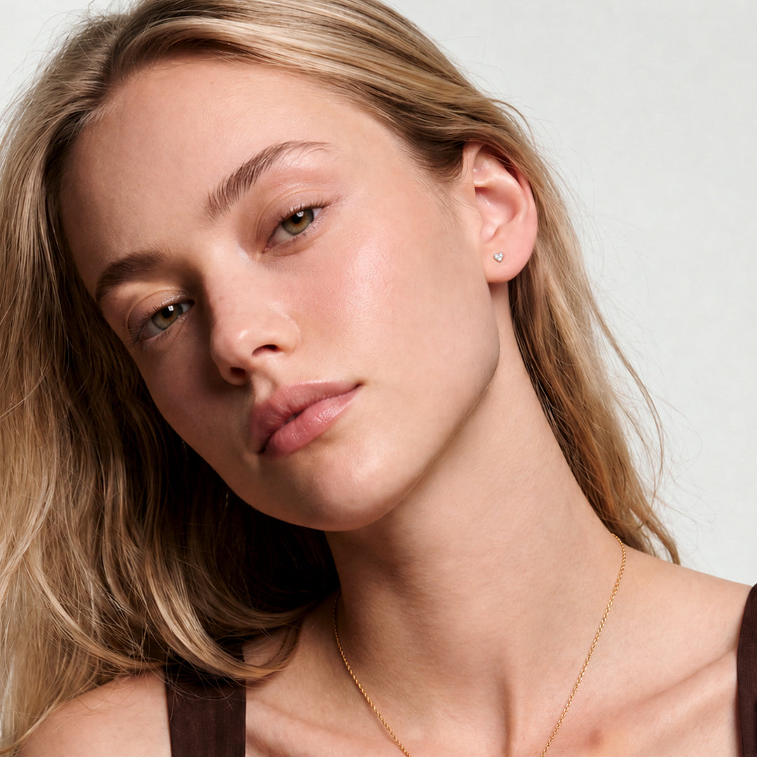 Solid Gold Petite Heart Lab-Grown Diamond Studs