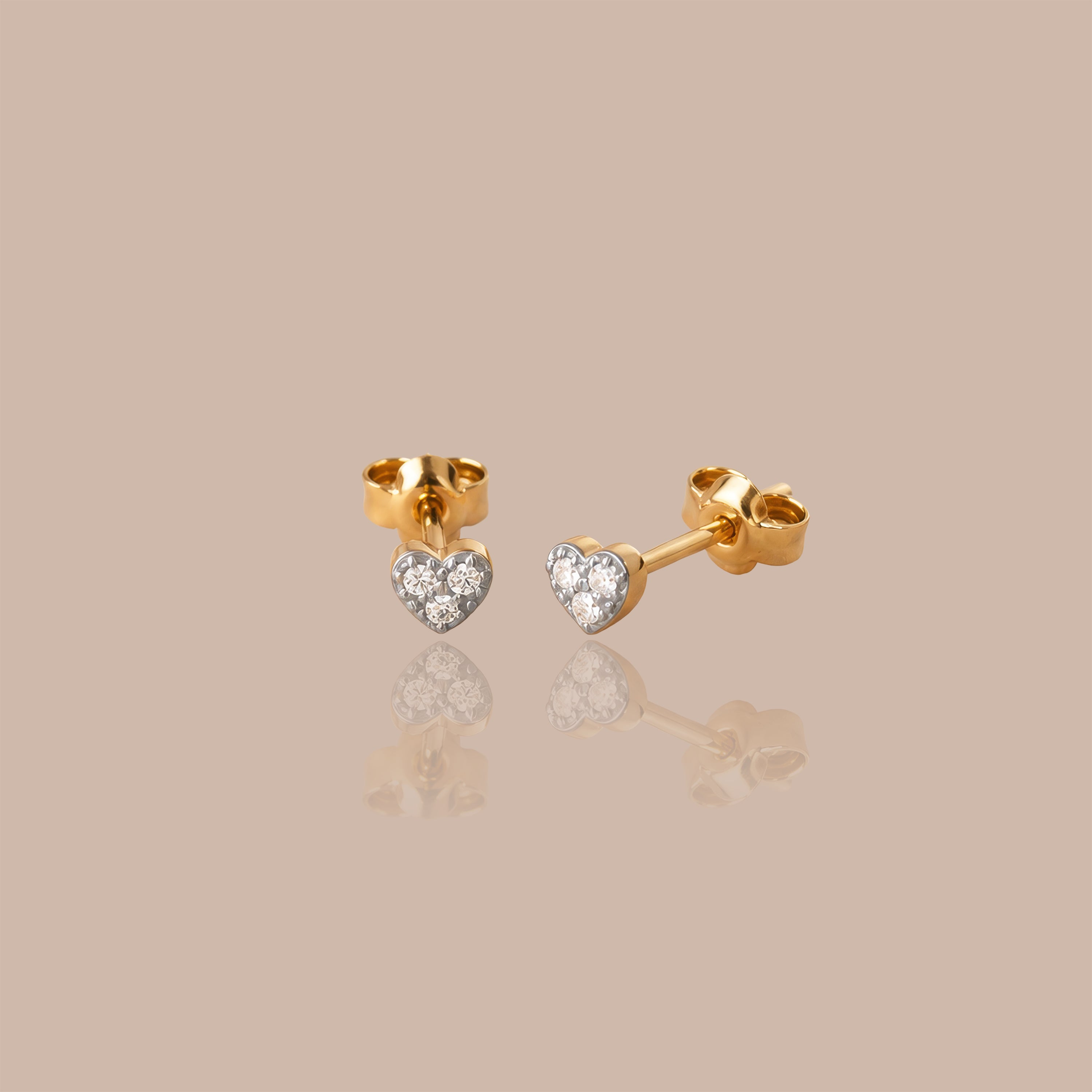 Solid Gold Petite Heart Lab-Grown Diamond Studs