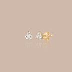 Solid Gold Lab-Grown Diamond Mini Cluster Stud Earrings