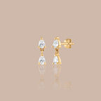 Solid Gold Lab-Grown Diamond Pear Duo Drop Studs