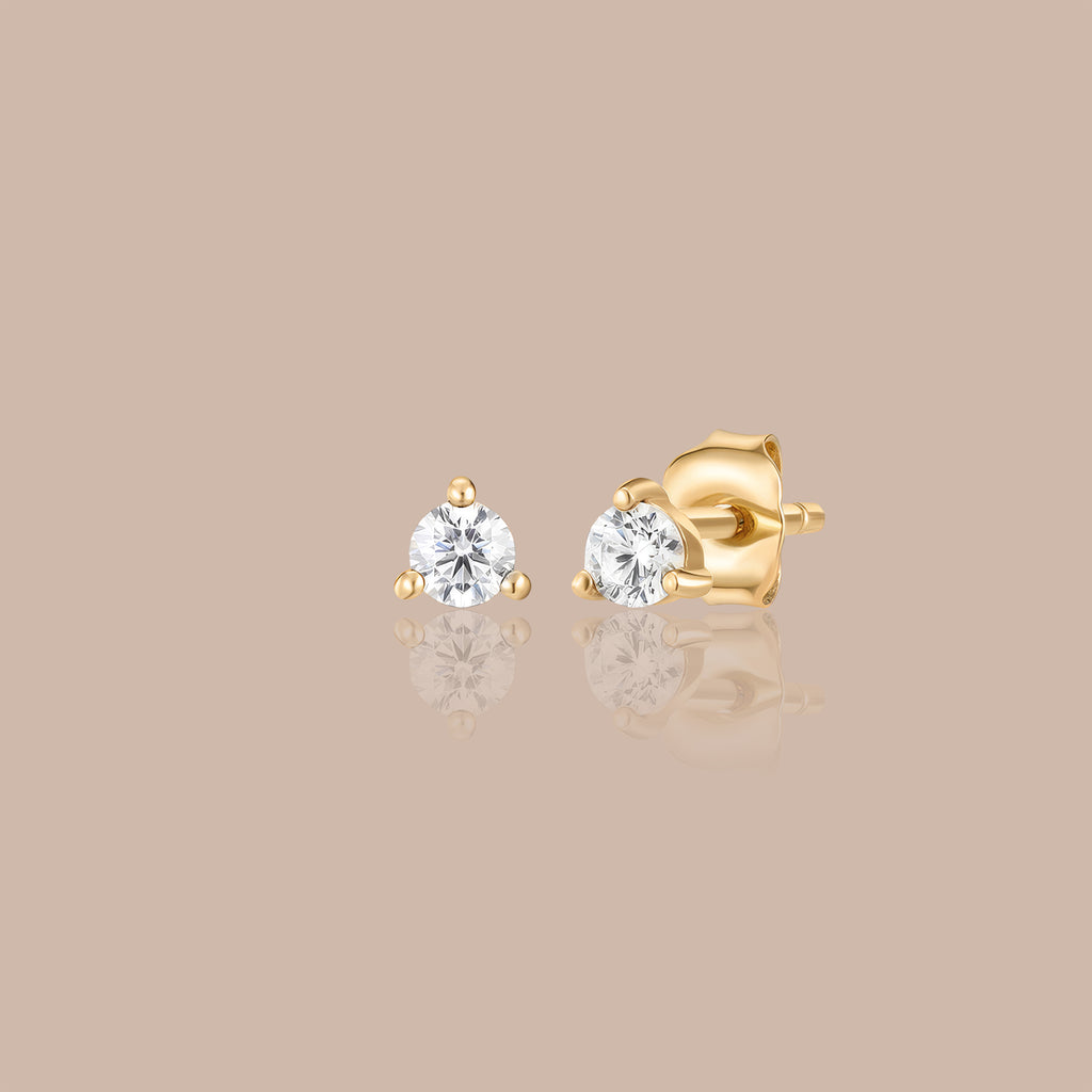 Solid Gold Round Lab-Grown Diamond Solitaire Stud Earrings