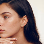 Solid Gold Lab-Grown Diamond Baguette Trio Studs