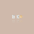 Solid Gold Emerald-Cut Lab-Grown Diamond Stud Earrings