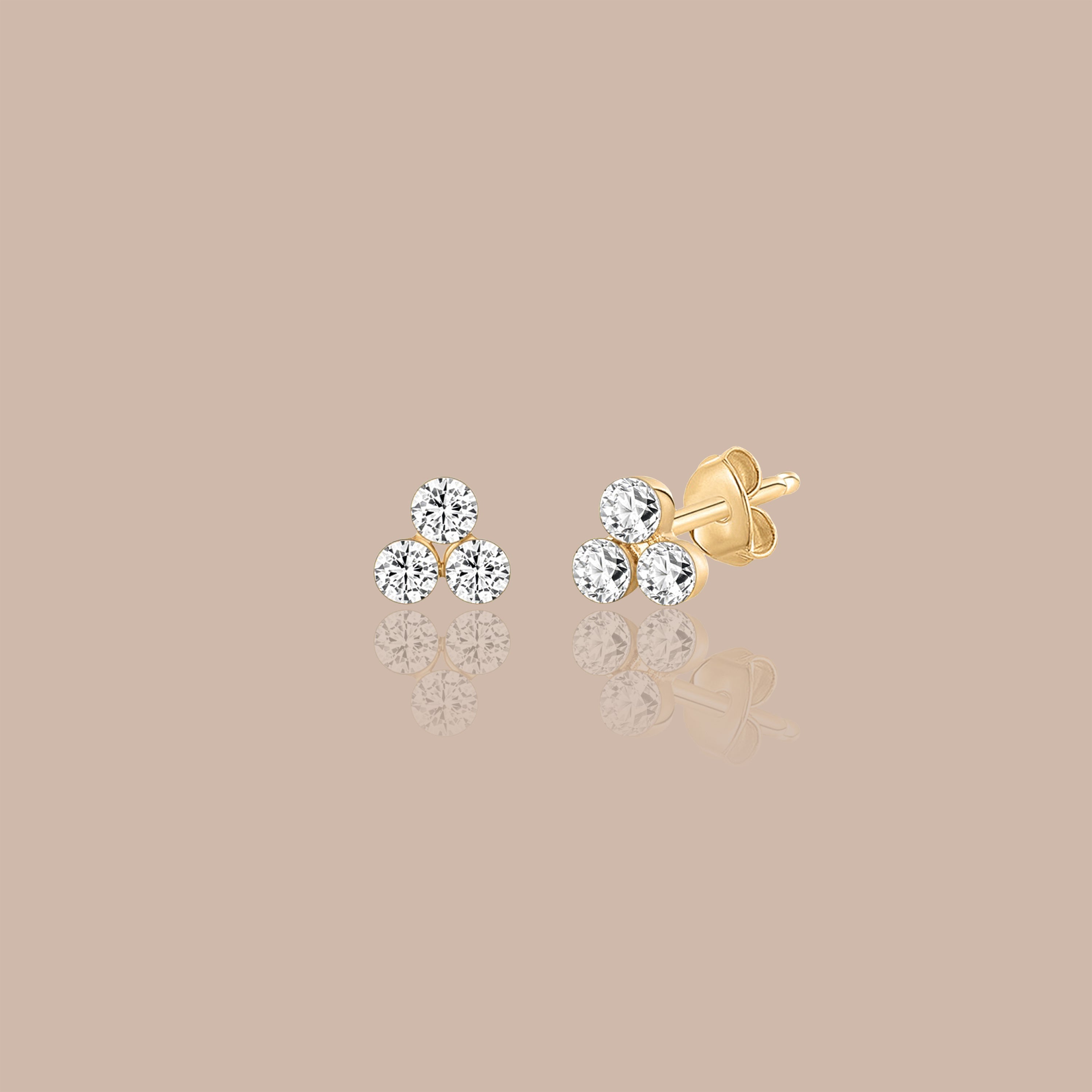 Solid Gold Lab-Grown Diamond Trio Cluster Studs