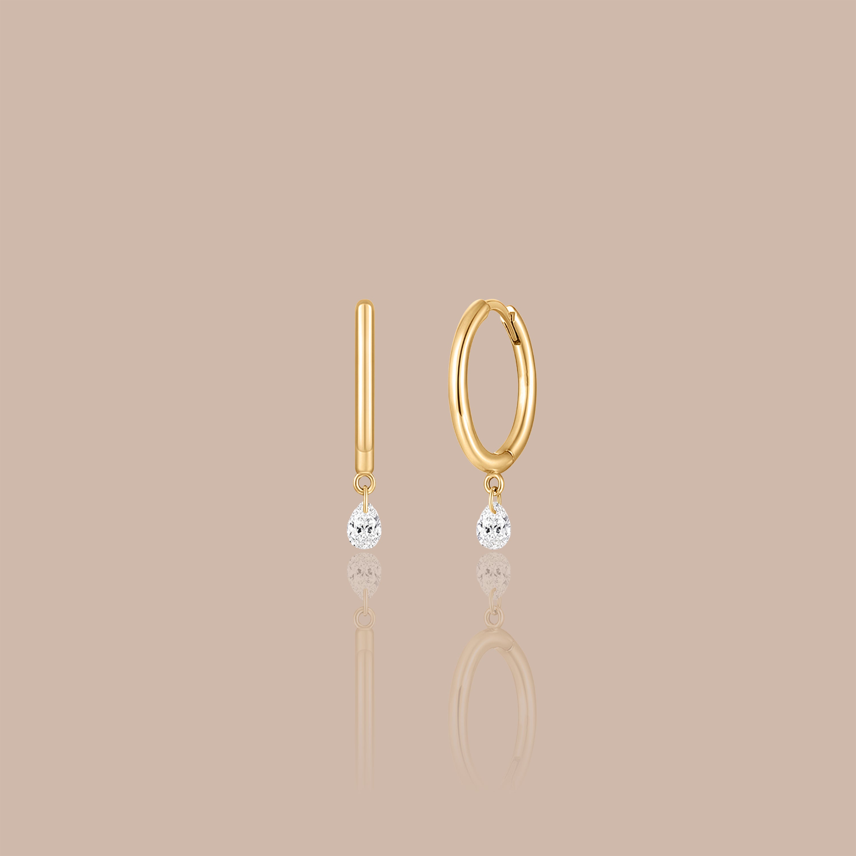 Solid Gold Lab-Grown Diamond Pear Drop Huggies