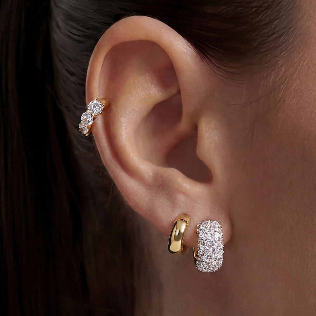 Solid Gold Polished Dome Huggie Earrings