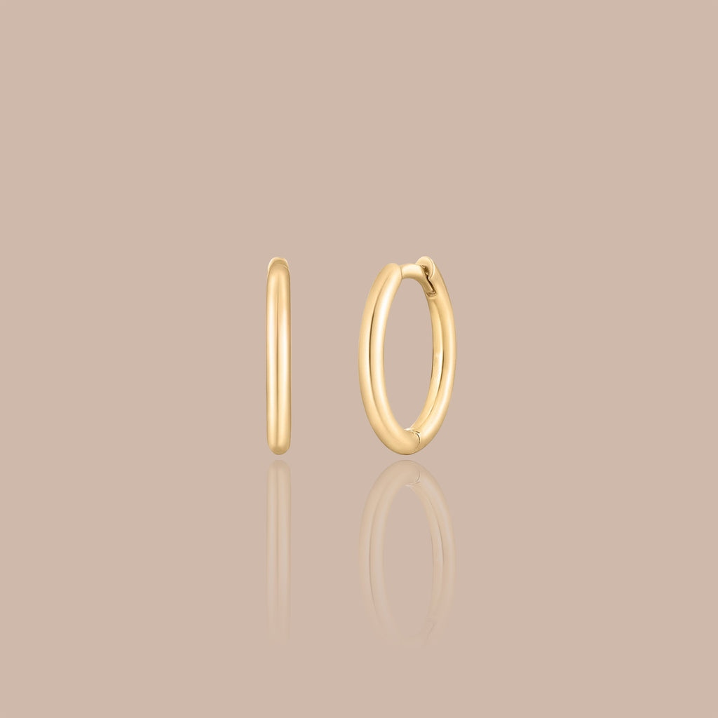 Solid Gold Rounded Signature Huggies