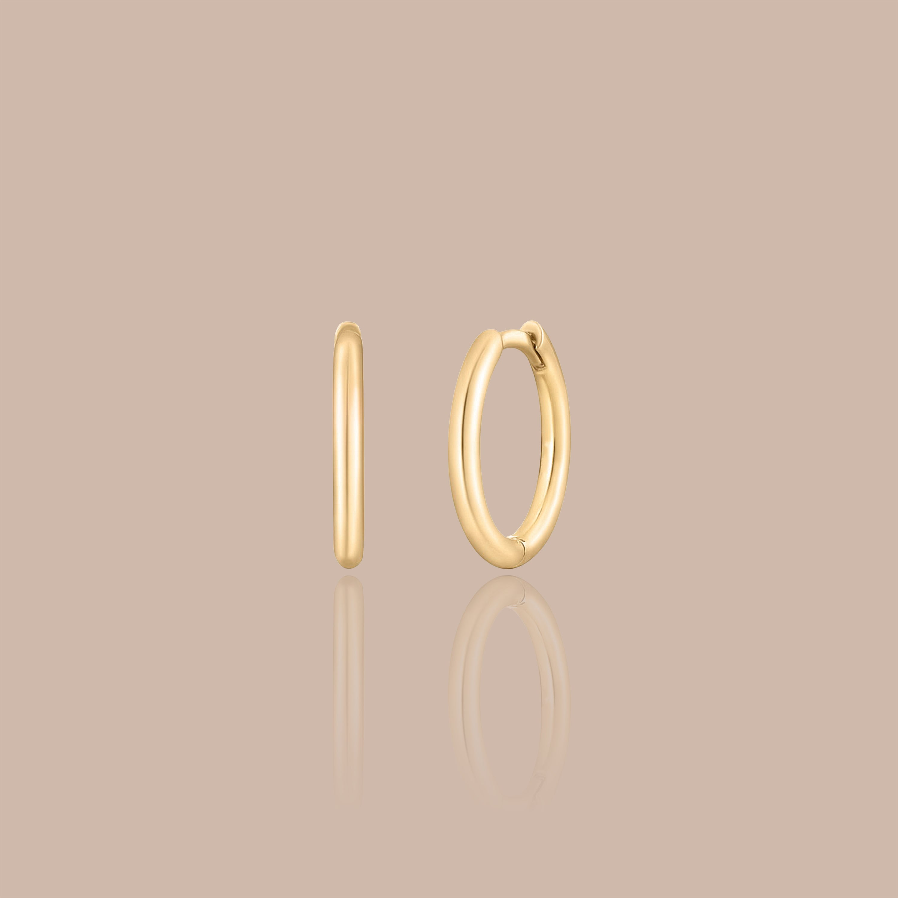 Solid Gold Rounded Signature Huggies