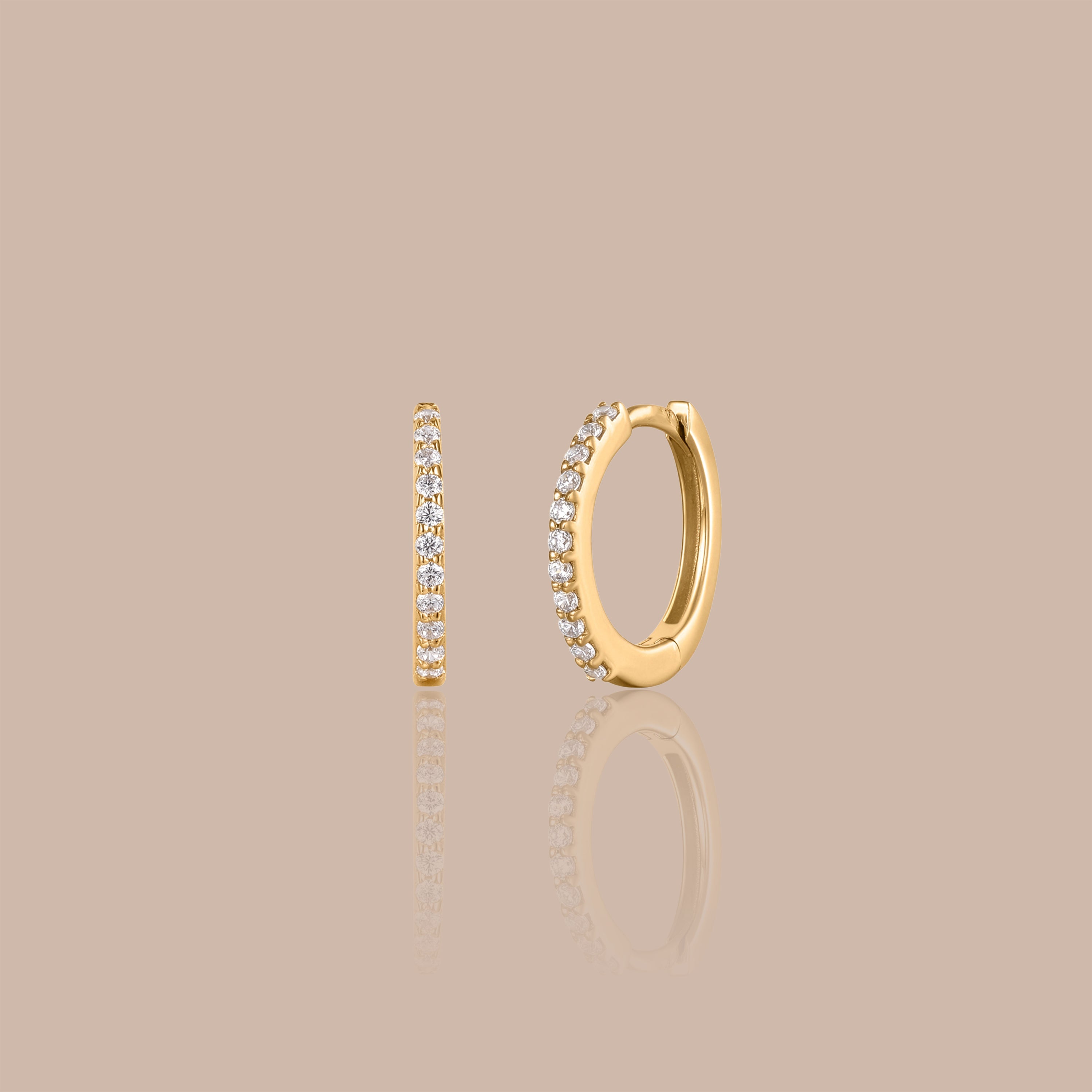 Solid Gold Round Pavé Lab-Grown Diamond Huggie Earrings