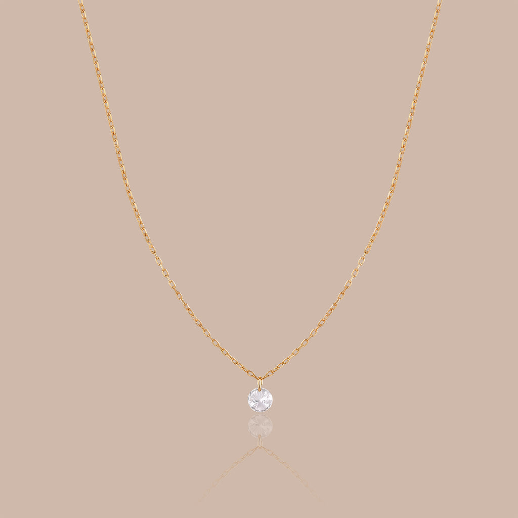 Solid Gold Lab-Grown Round Brilliant Diamond Solitaire Necklace
