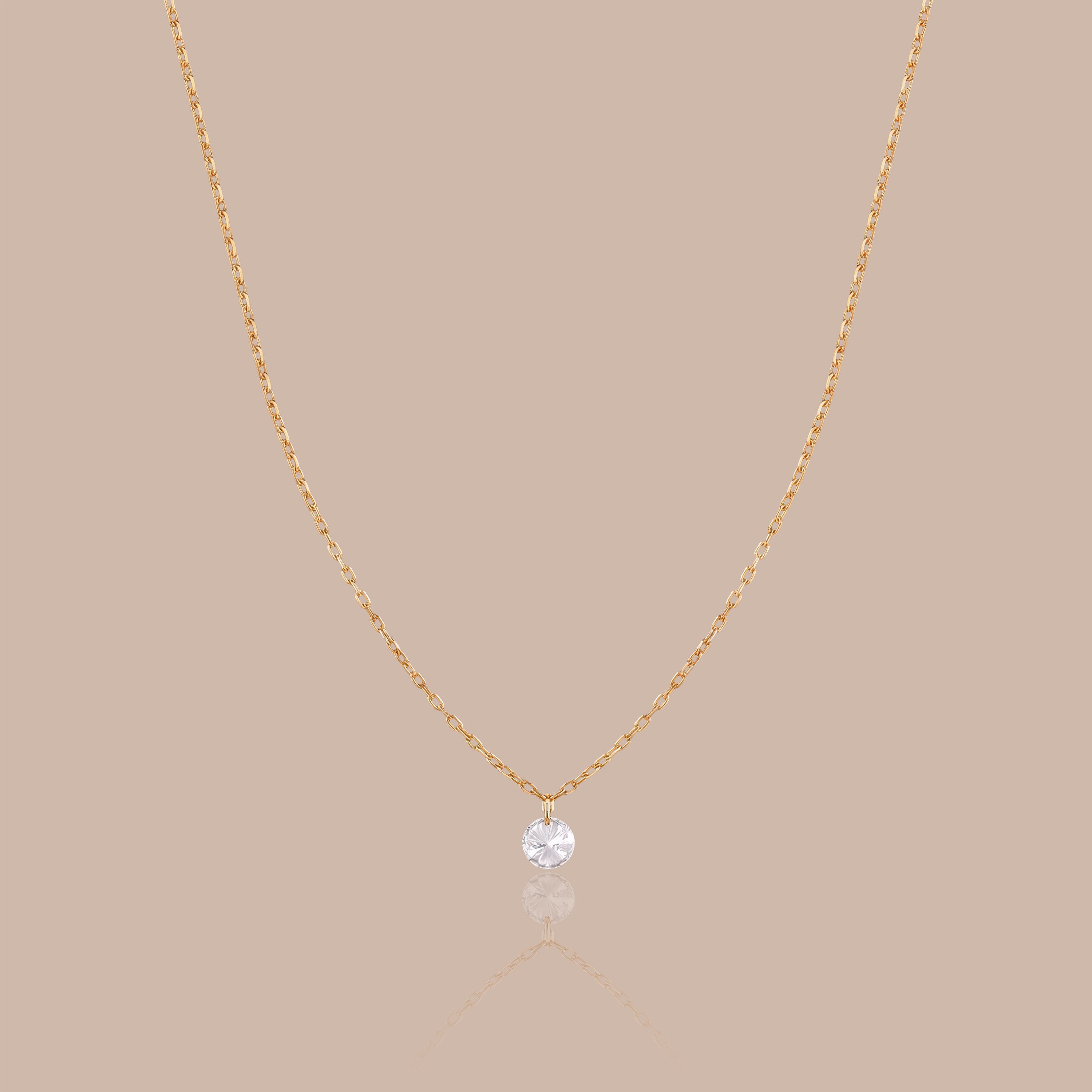Solid Gold Lab-Grown Round Brilliant Diamond Solitaire Necklace