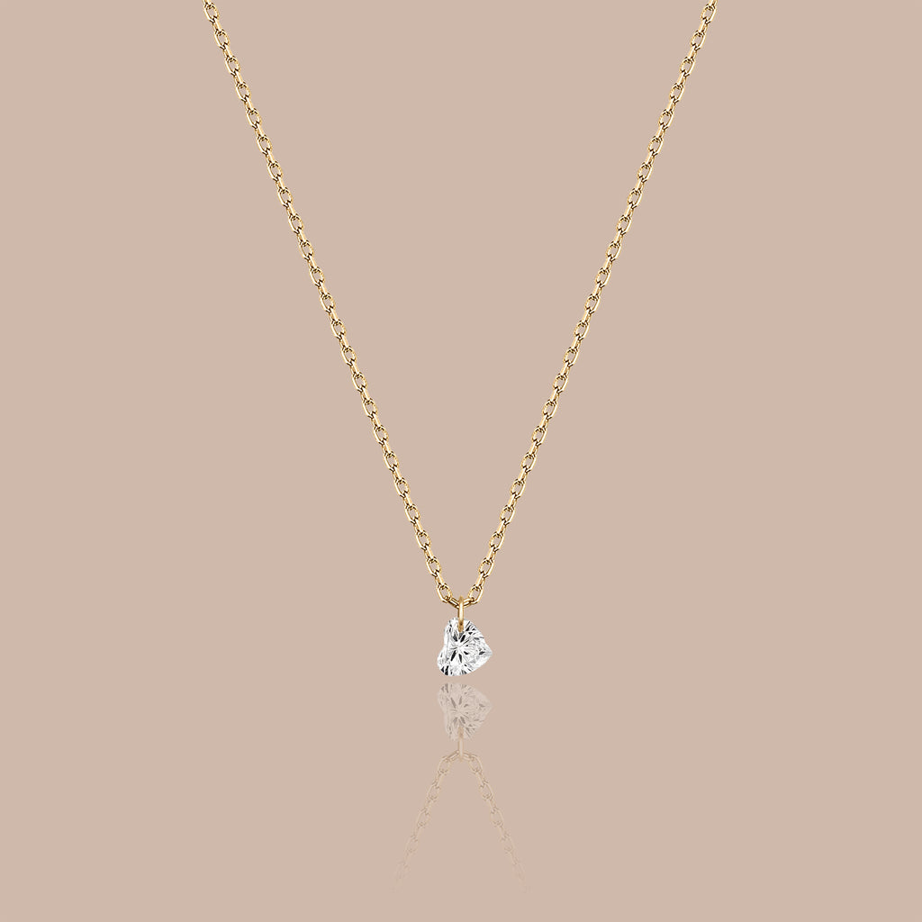 Solid Gold Heart Lab-Grown Diamond Pendant Necklace