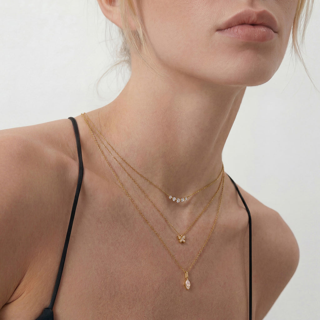 Solid Gold Mini Lab-Grown Diamond Butterfly Pendant Necklace