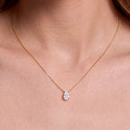 Solid Gold Pear-Cut Lab-Grown Diamond Solitaire Necklace