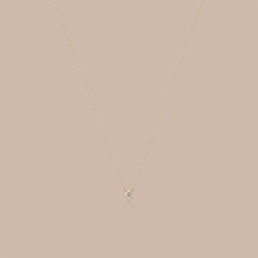 Solid Gold Classic Lab-Grown Diamond Prong Solitaire Necklace