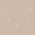 Solid Gold Pearl Station Chain Necklace
