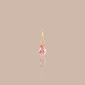 Solid Gold Pear Lab-Grown Padparadscha Sapphire Charm