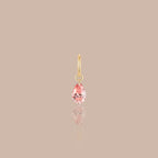 Solid Gold Pear Lab-Grown Padparadscha Sapphire Charm