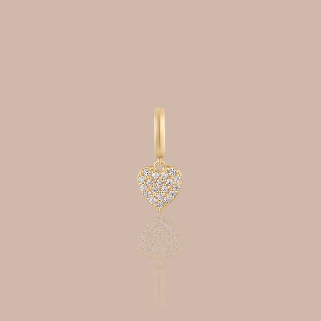 Solid Gold Pavé Natural Diamond Heart Charm
