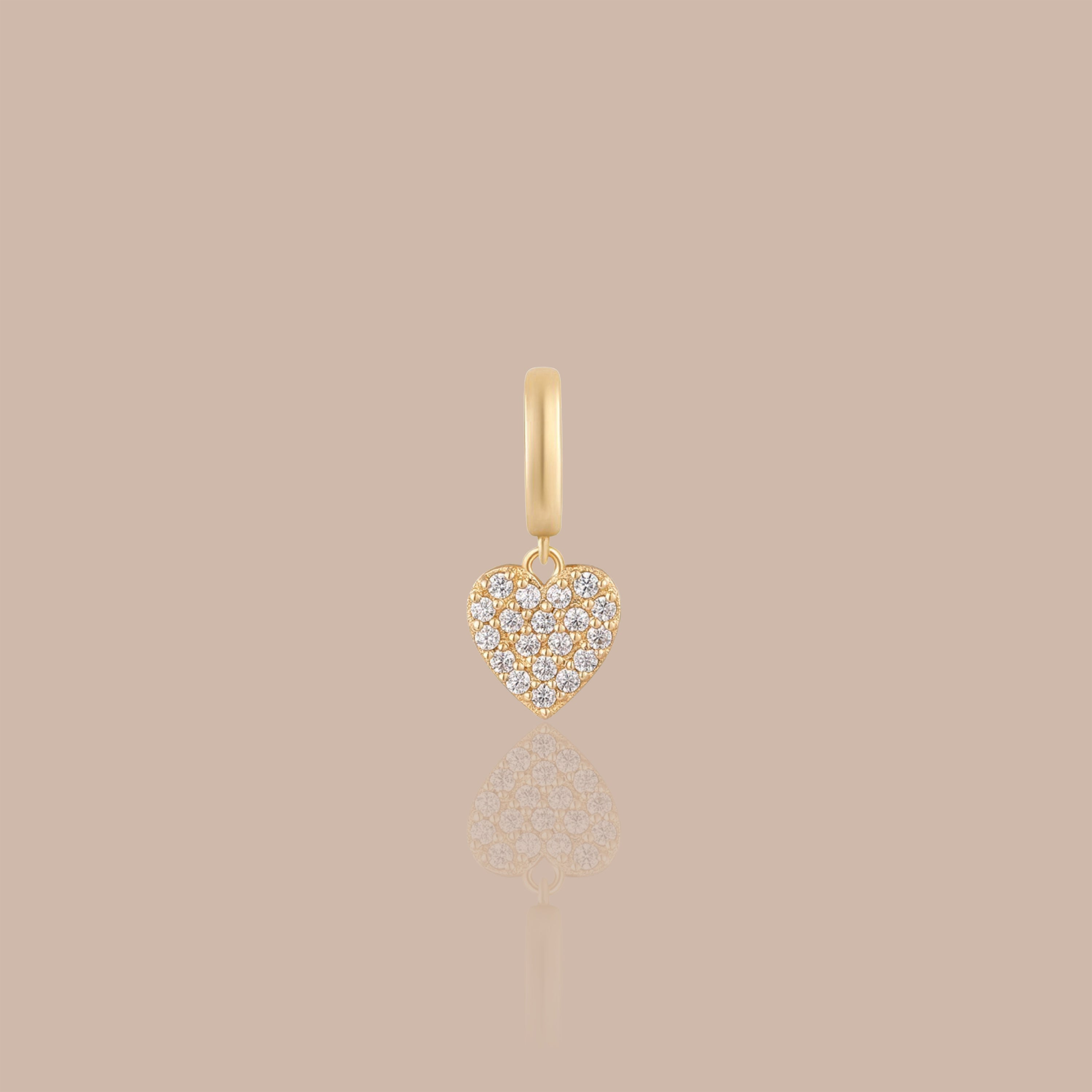 Solid Gold Pavé Natural Diamond Heart Charm