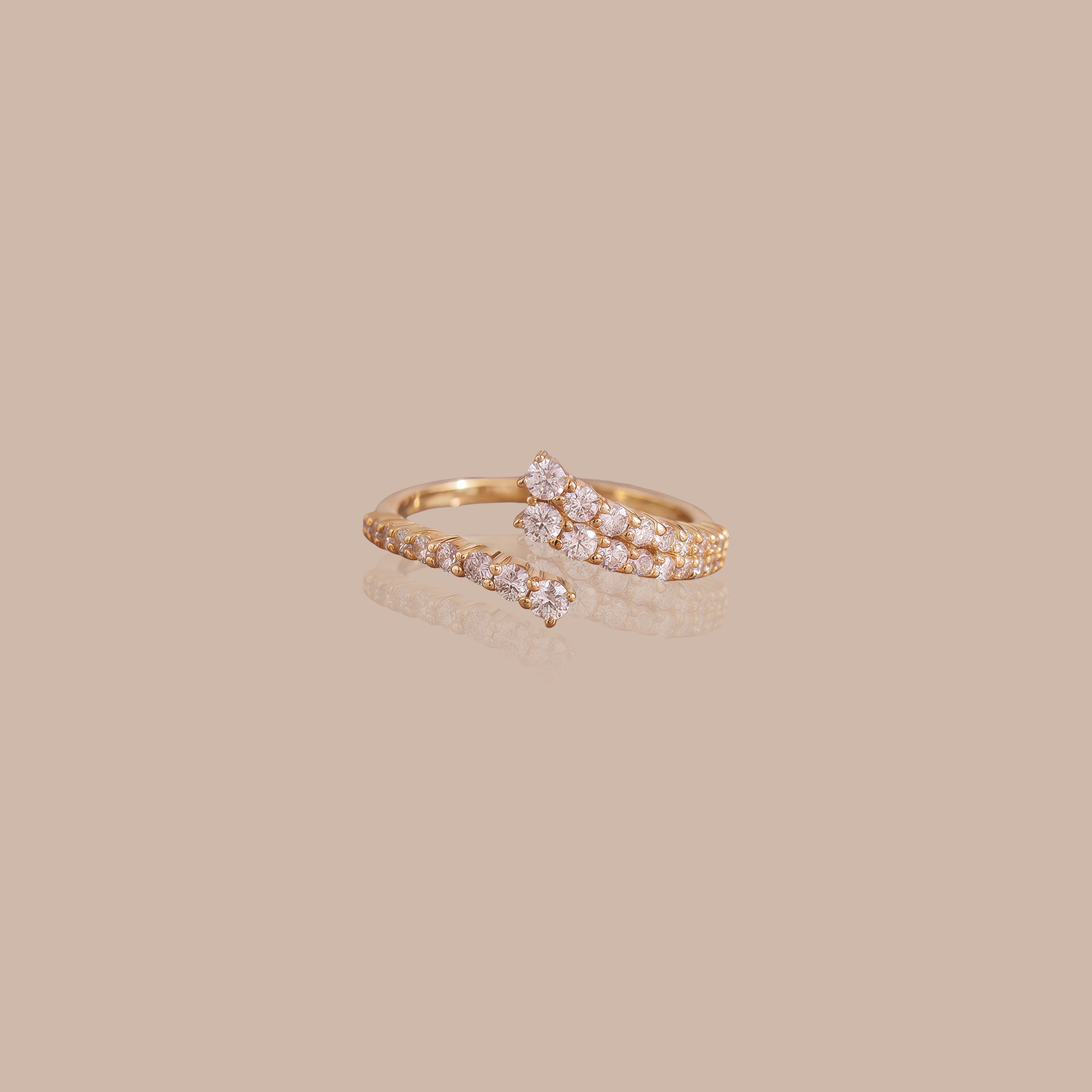 Solid Gold Lab-Grown Diamond Bypass Open Ring