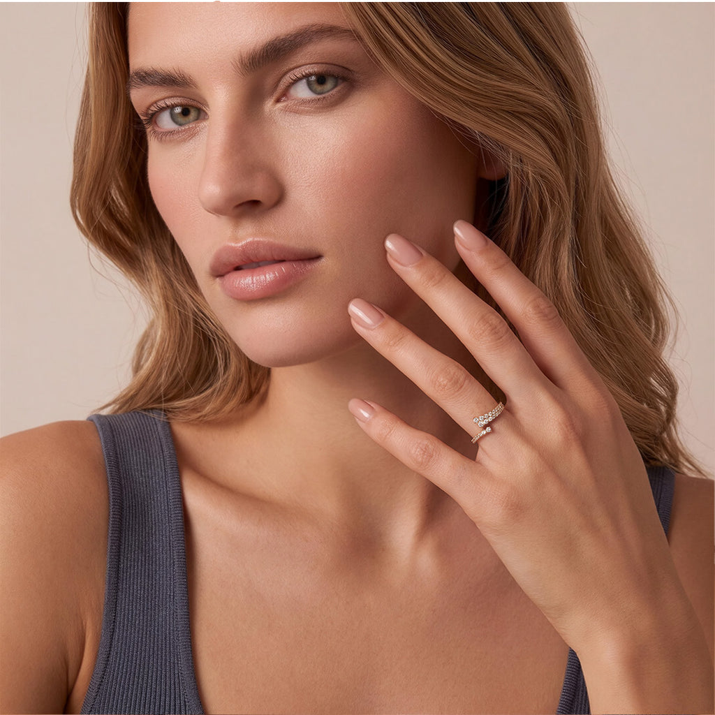 Solid Gold Lab-Grown Diamond Bypass Open Ring