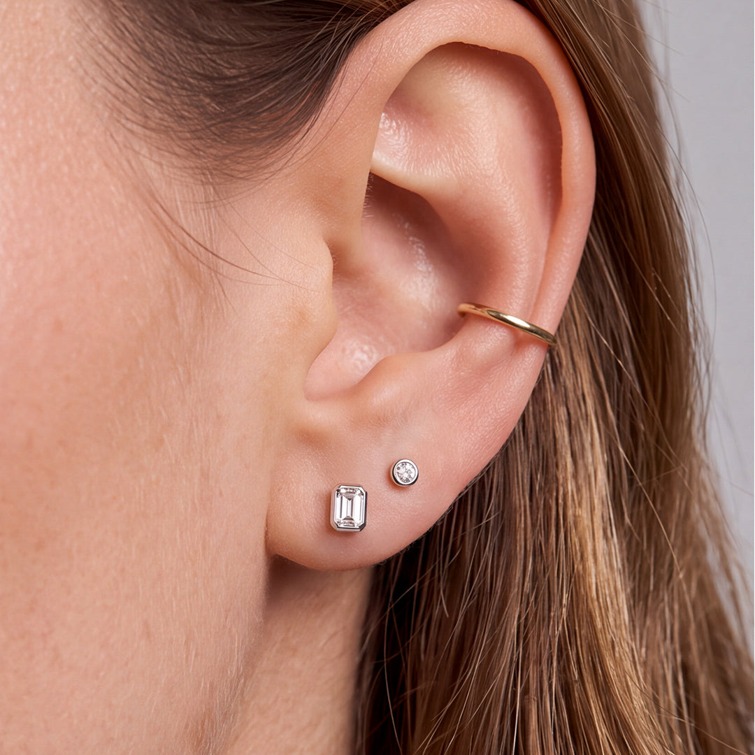 Solid White Gold Lab-Grown Diamond Baguette Stud Earrings