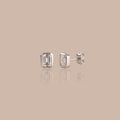 Solid White Gold Lab-Grown Diamond Baguette Stud Earrings