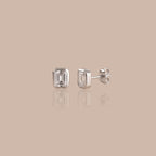 Solid White Gold Lab-Grown Diamond Baguette Stud Earrings